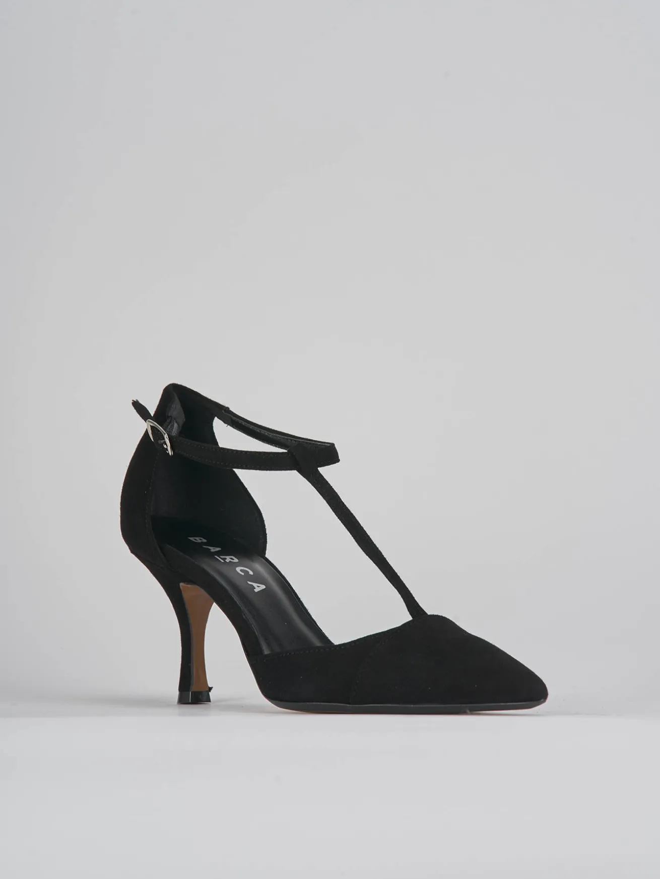 Décolleté tacco 7cm camoscio nero