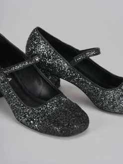 Décolleté tacco 6cm glitter argento