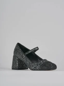 Décolleté tacco 6cm glitter argento