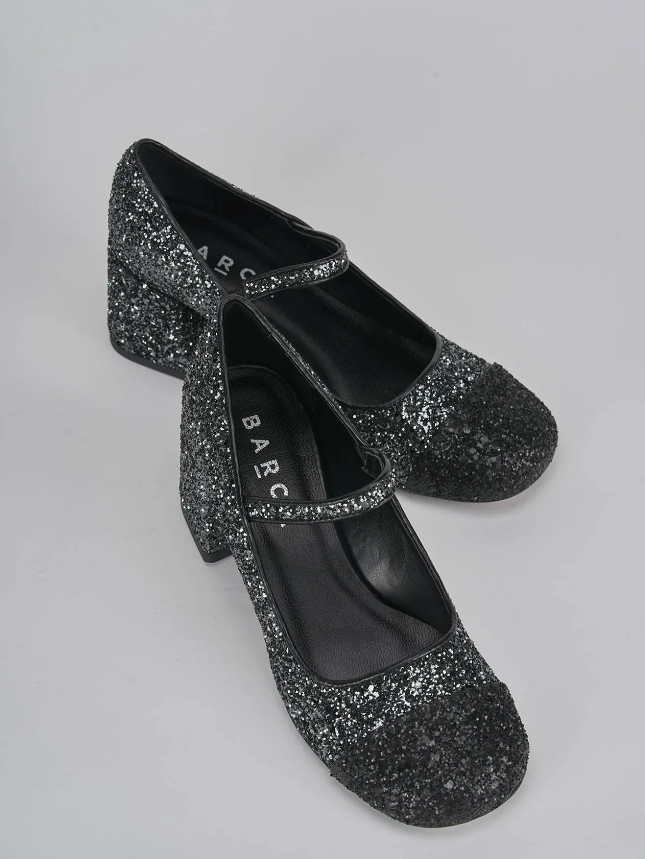 Décolleté tacco 6cm glitter argento