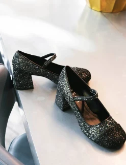 Décolleté tacco 6cm glitter argento