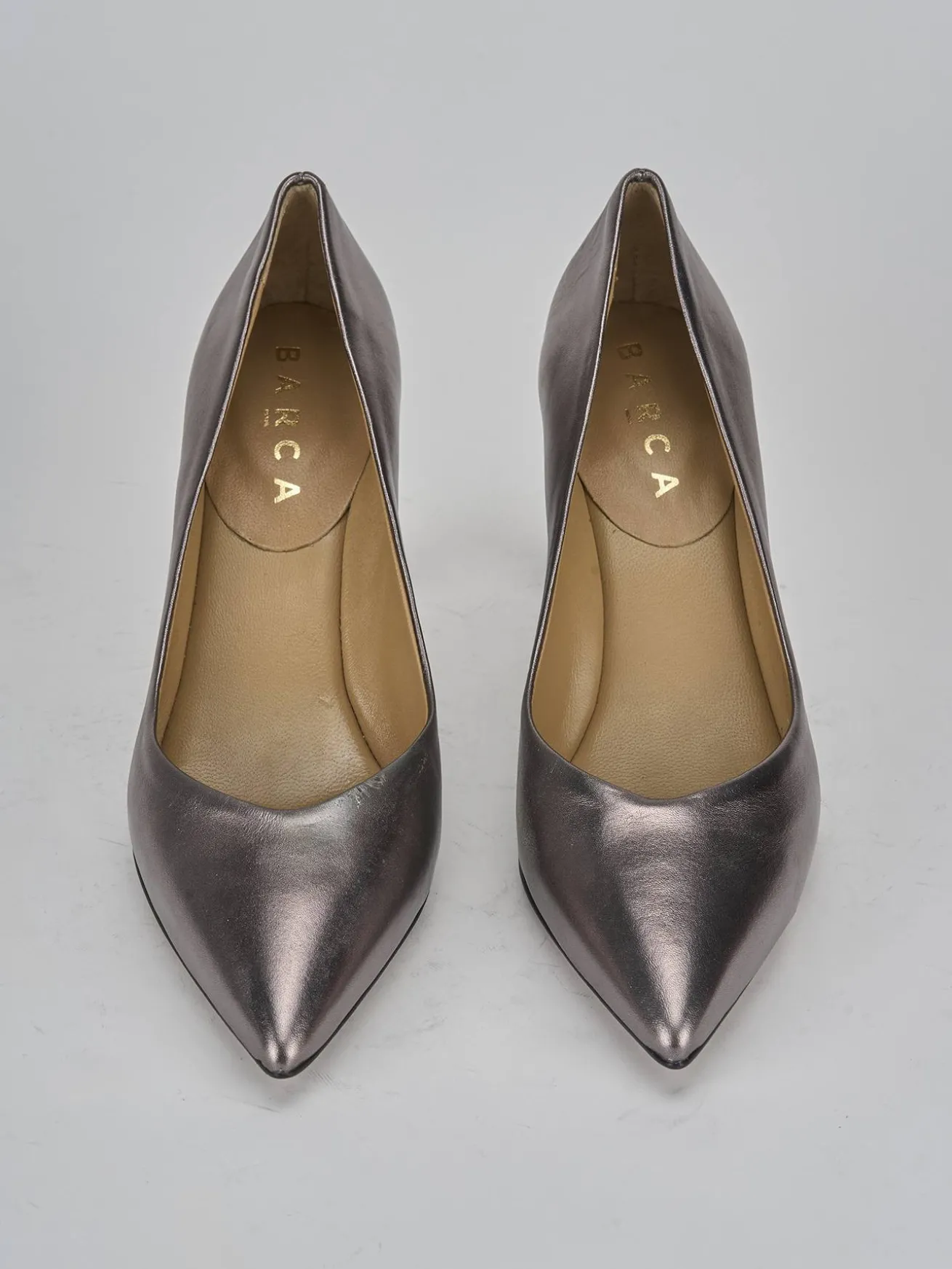 Décolleté tacco 7cm laminato beige