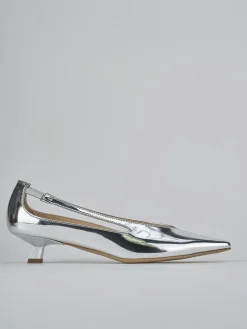 Décolleté tacco 4cm laminato argento