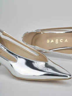 Décolleté tacco 4cm laminato argento