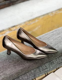 Décolleté tacco 5cm laminato oro