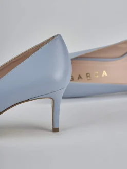 Décolleté tacco 5cm pelle azzurro