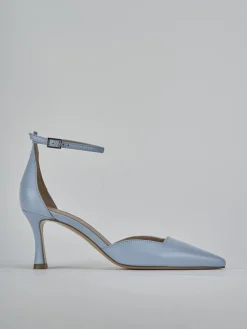 Décolleté tacco 8cm pelle azzurro