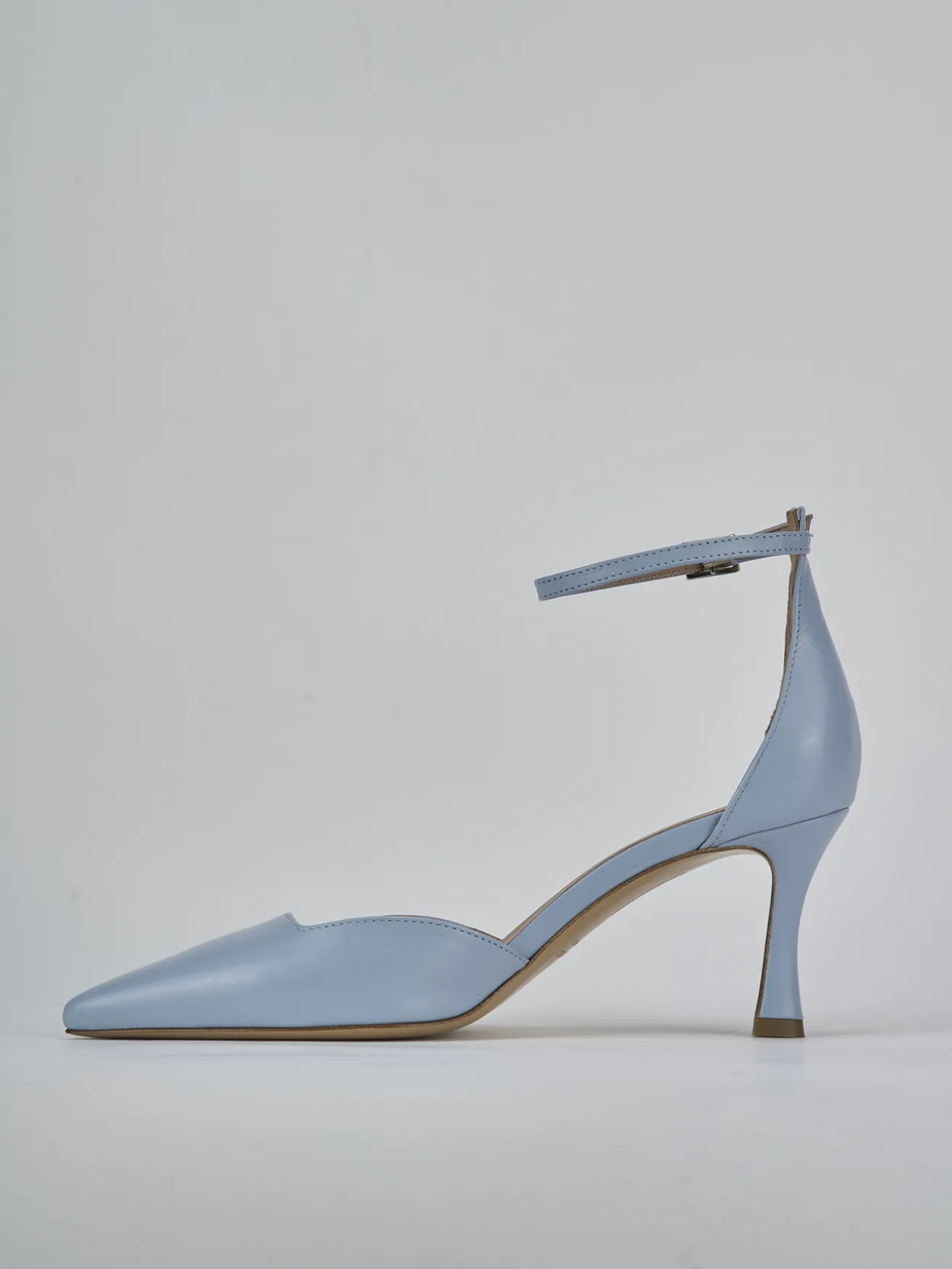 Décolleté tacco 8cm pelle azzurro