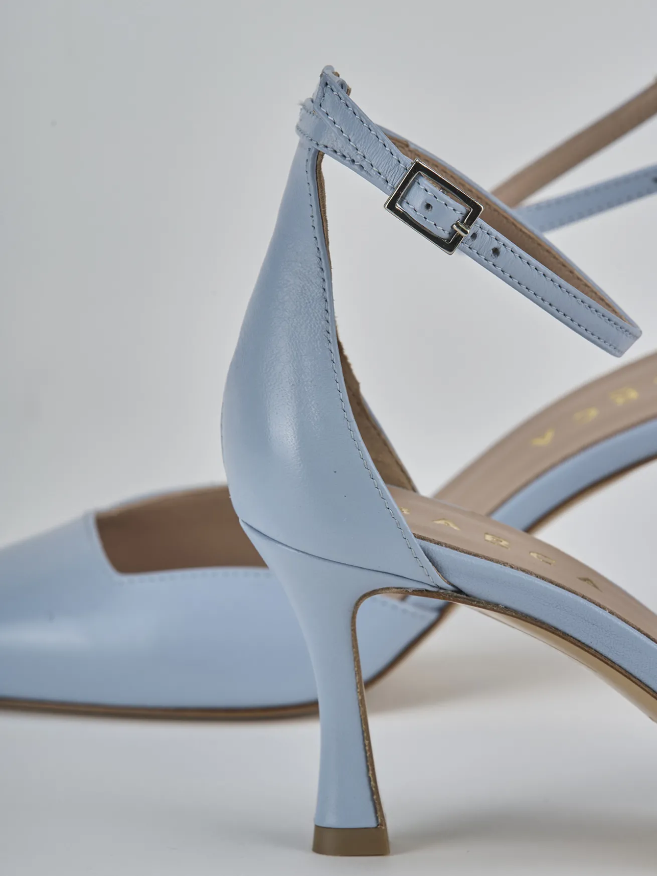 Décolleté tacco 8cm pelle azzurro