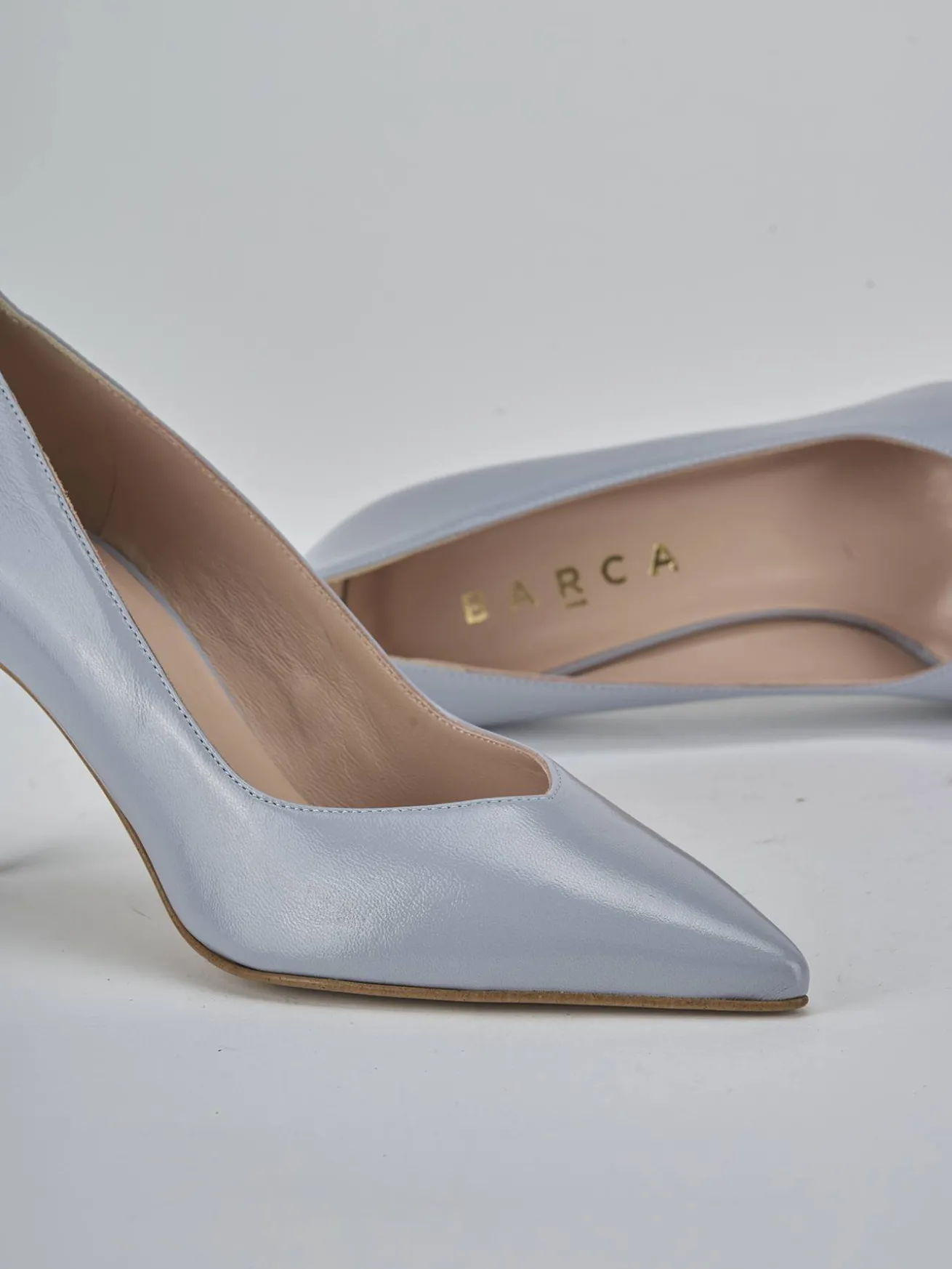 Décolleté tacco 7cm pelle azzurro