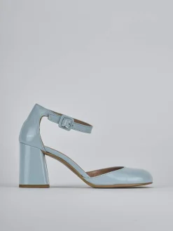 Décolleté tacco 7cm pelle azzurro