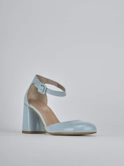 Décolleté tacco 7cm pelle azzurro