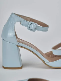 Décolleté tacco 7cm pelle azzurro