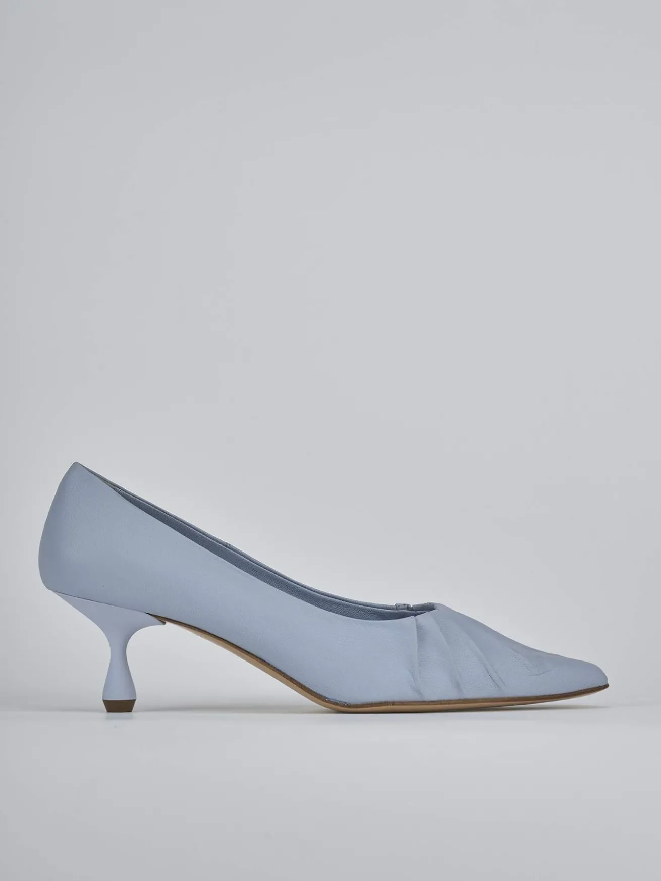 Décolleté tacco 5cm pelle azzurro