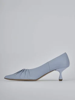 Décolleté tacco 5cm pelle azzurro