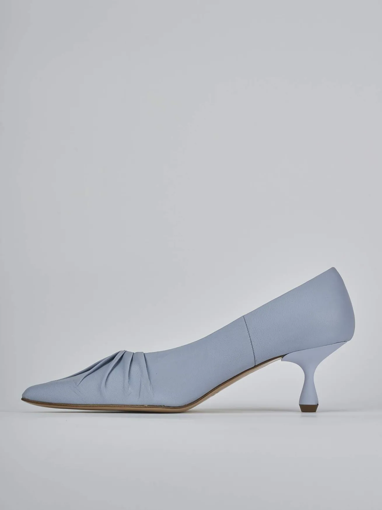 Décolleté tacco 5cm pelle azzurro