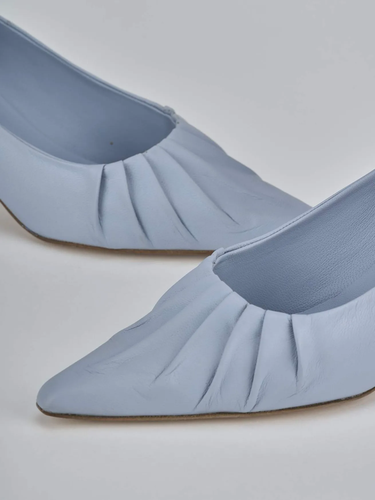 Décolleté tacco 5cm pelle azzurro