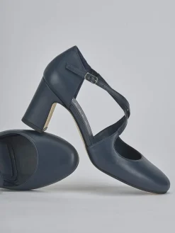 Décolleté tacco 7cm pelle blu