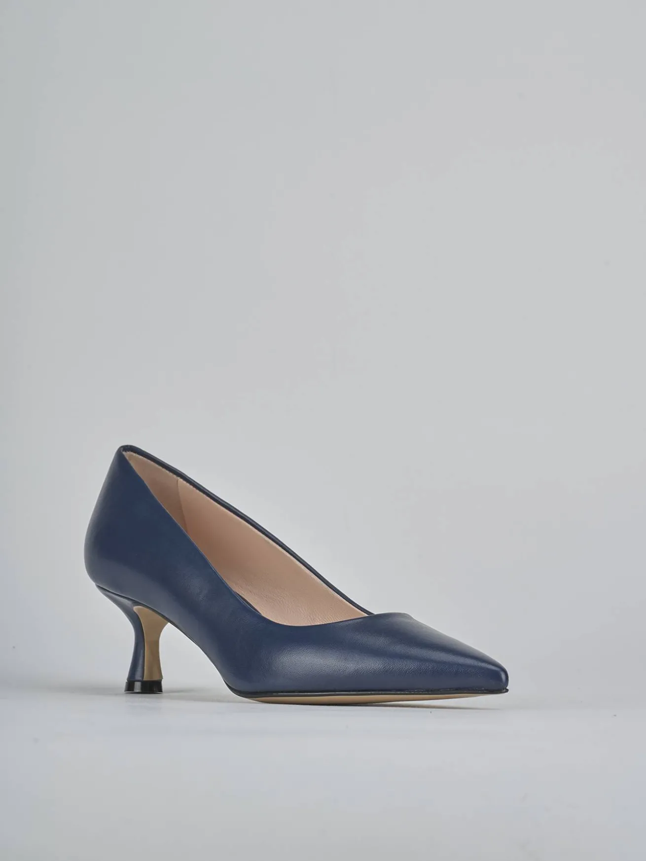 Décolleté tacco 5cm pelle blu