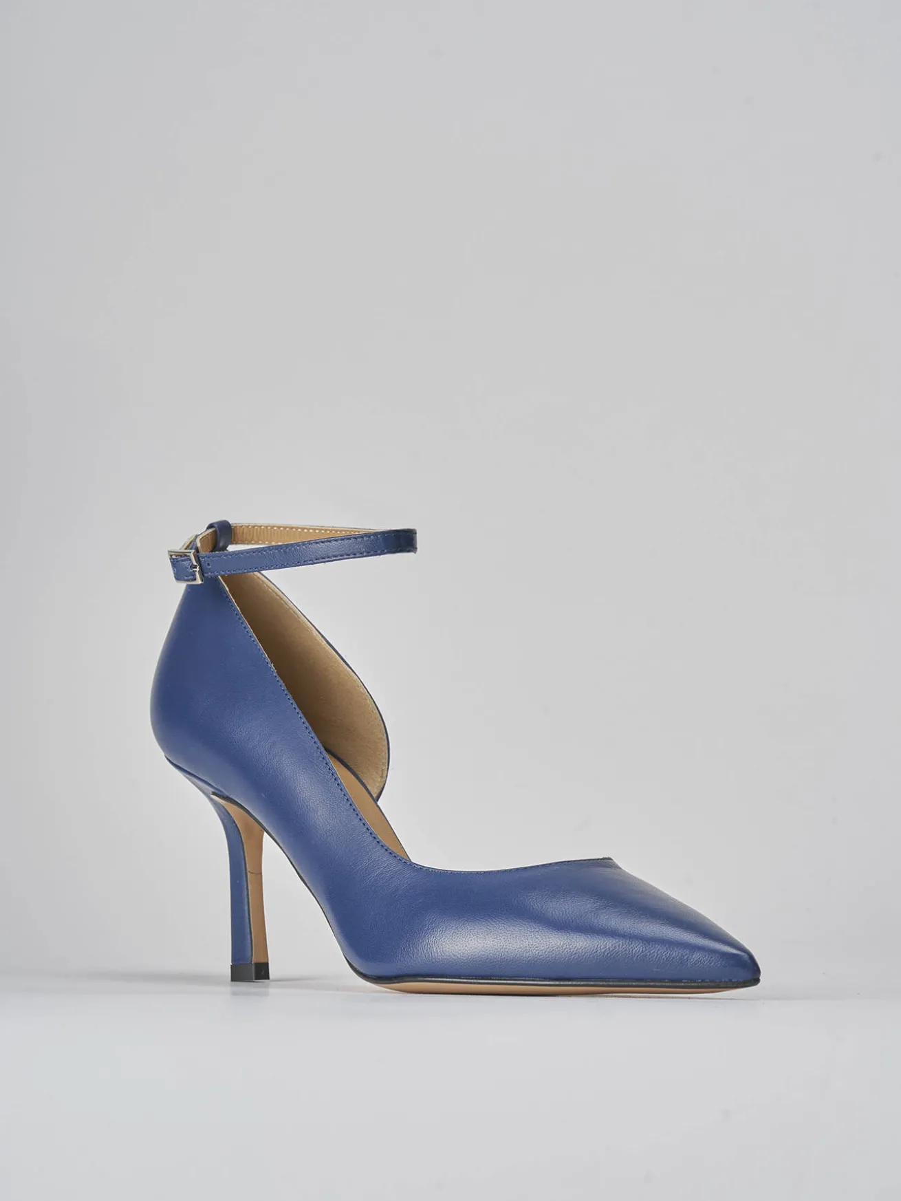 Décolleté tacco 7cm pelle blu