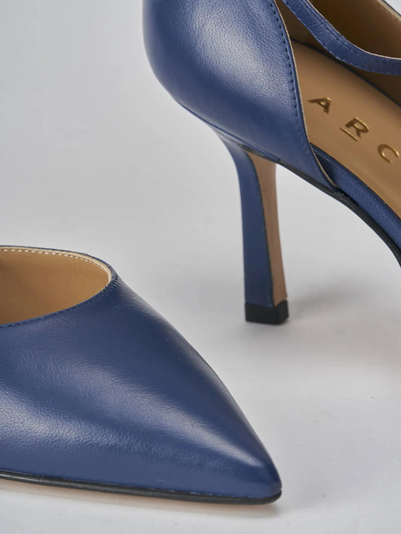 Décolleté tacco 7cm pelle blu