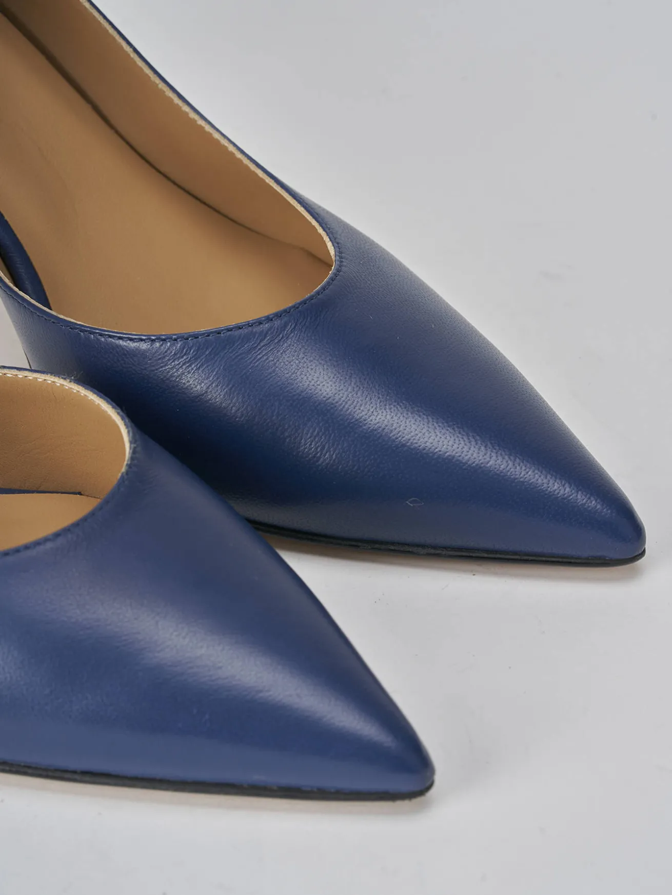 Décolleté tacco 7cm pelle blu