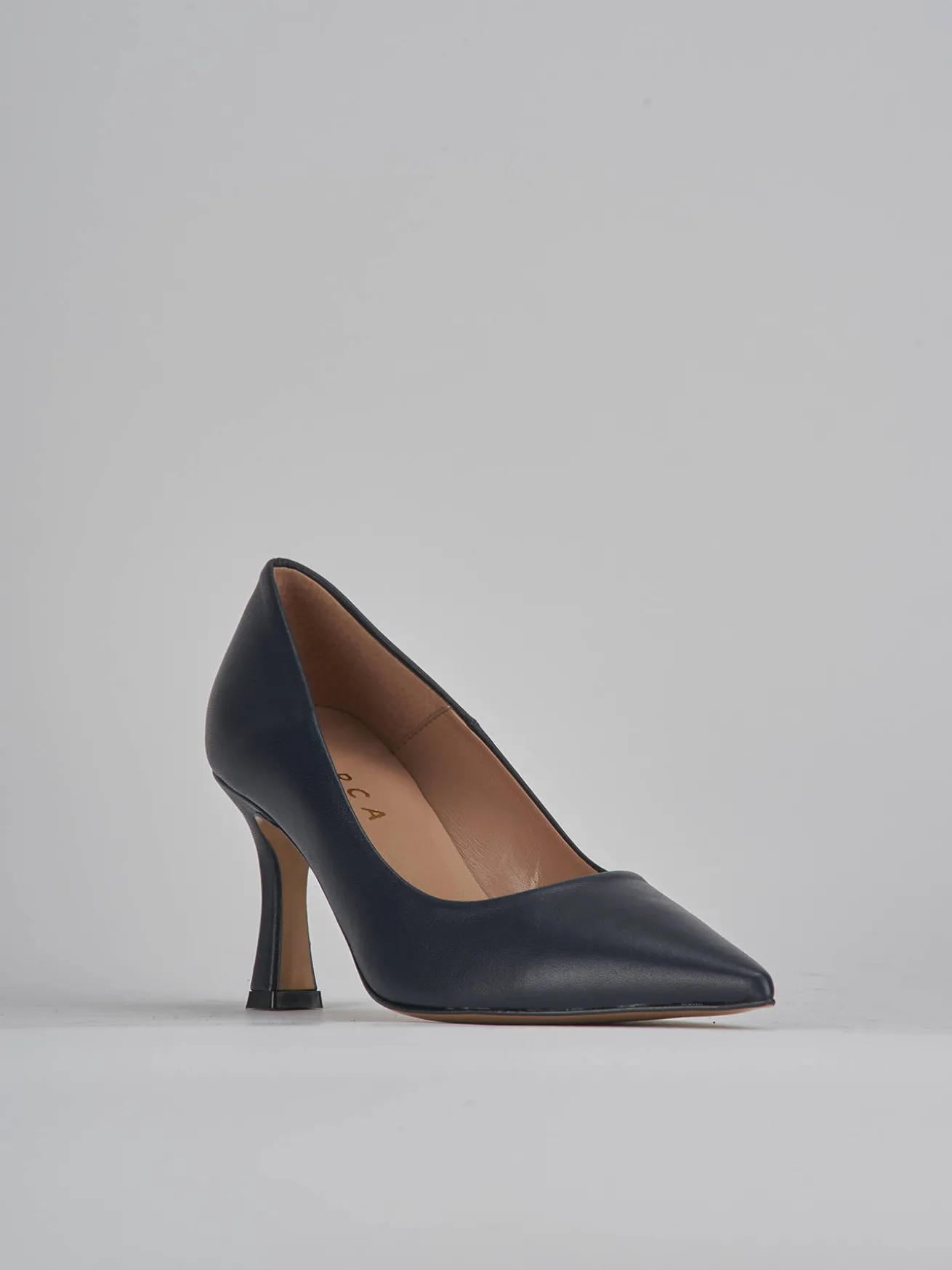 Décolleté tacco 8cm pelle blu