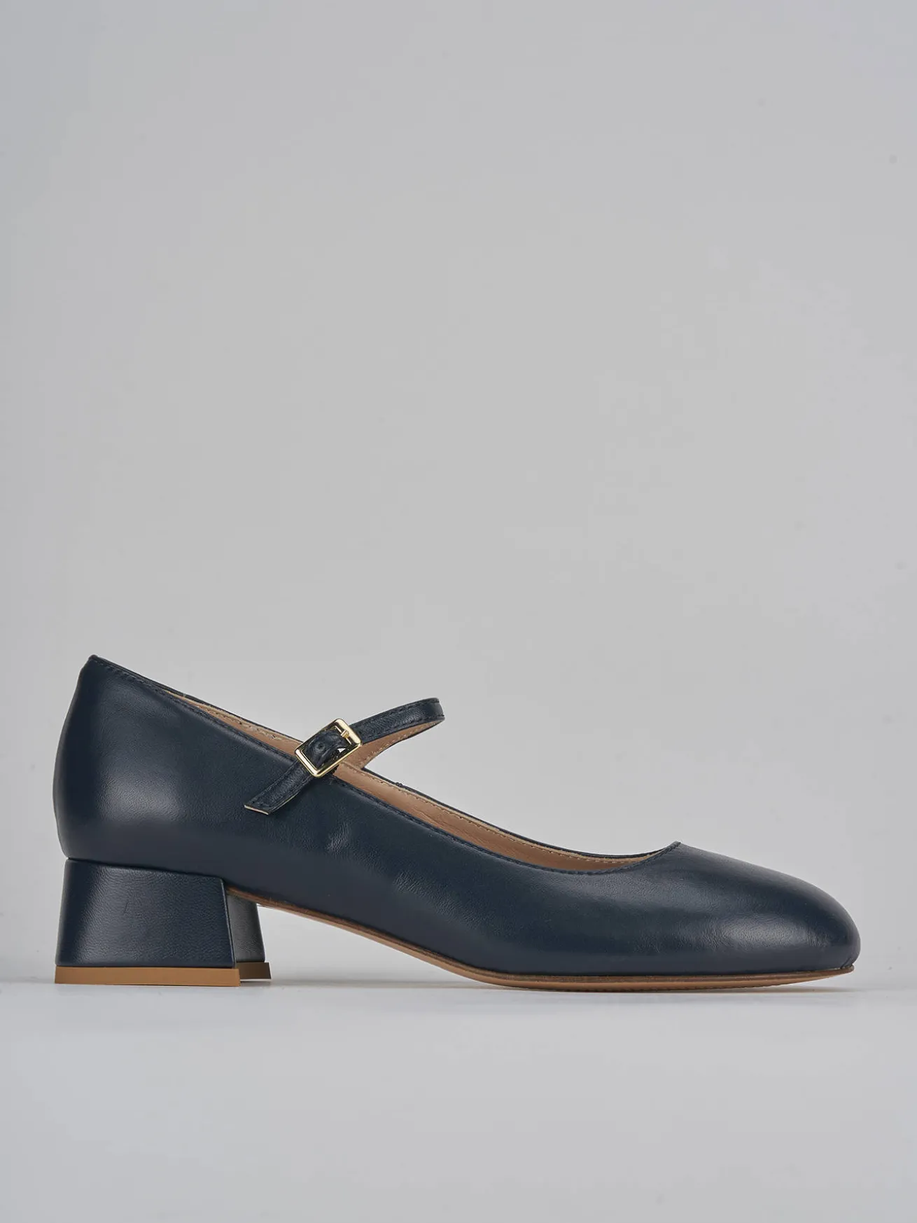 Décolleté tacco 4cm pelle blu