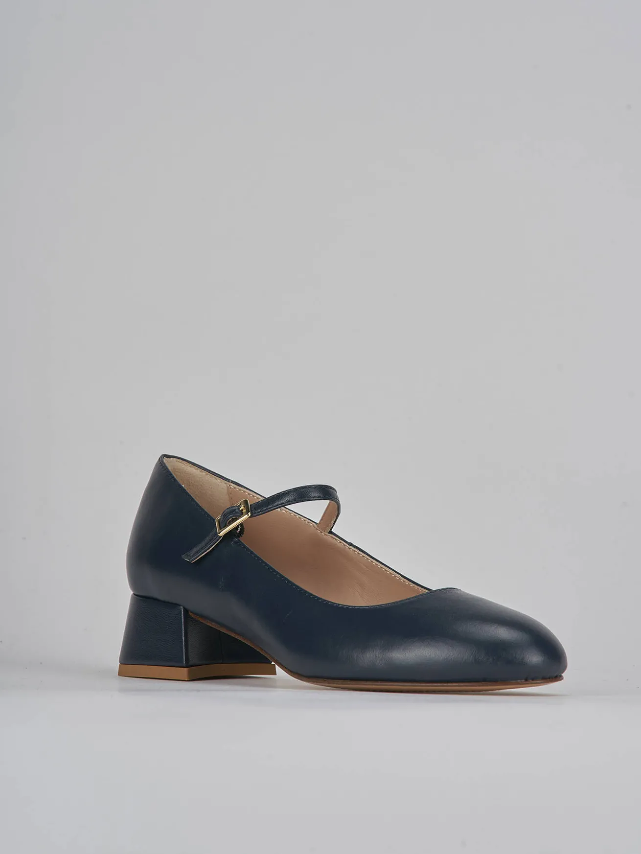 Décolleté tacco 4cm pelle blu