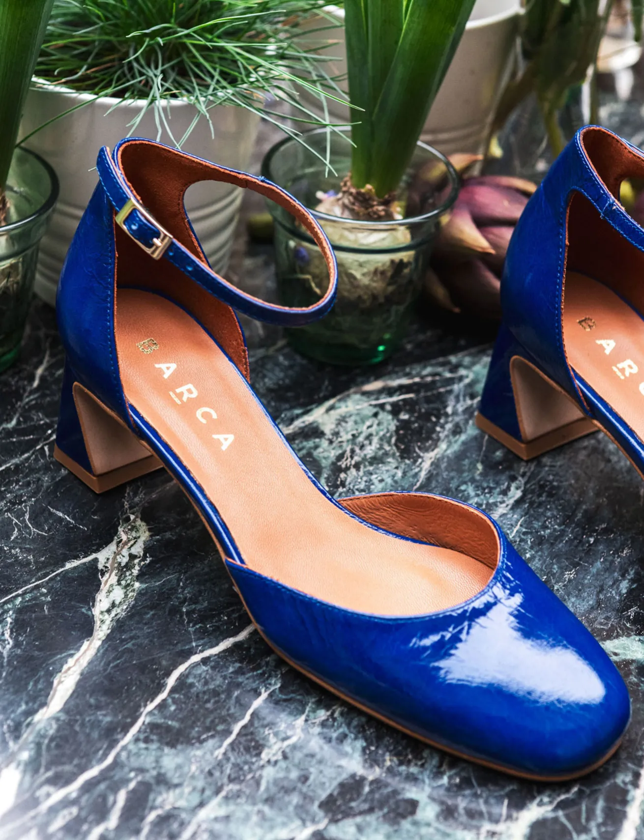 Décolleté tacco 5cm pelle blu