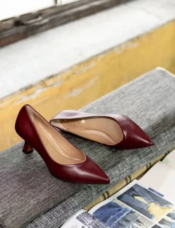 Décolleté tacco 5cm pelle bordo'