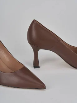 Décolleté tacco 8cm pelle marrone