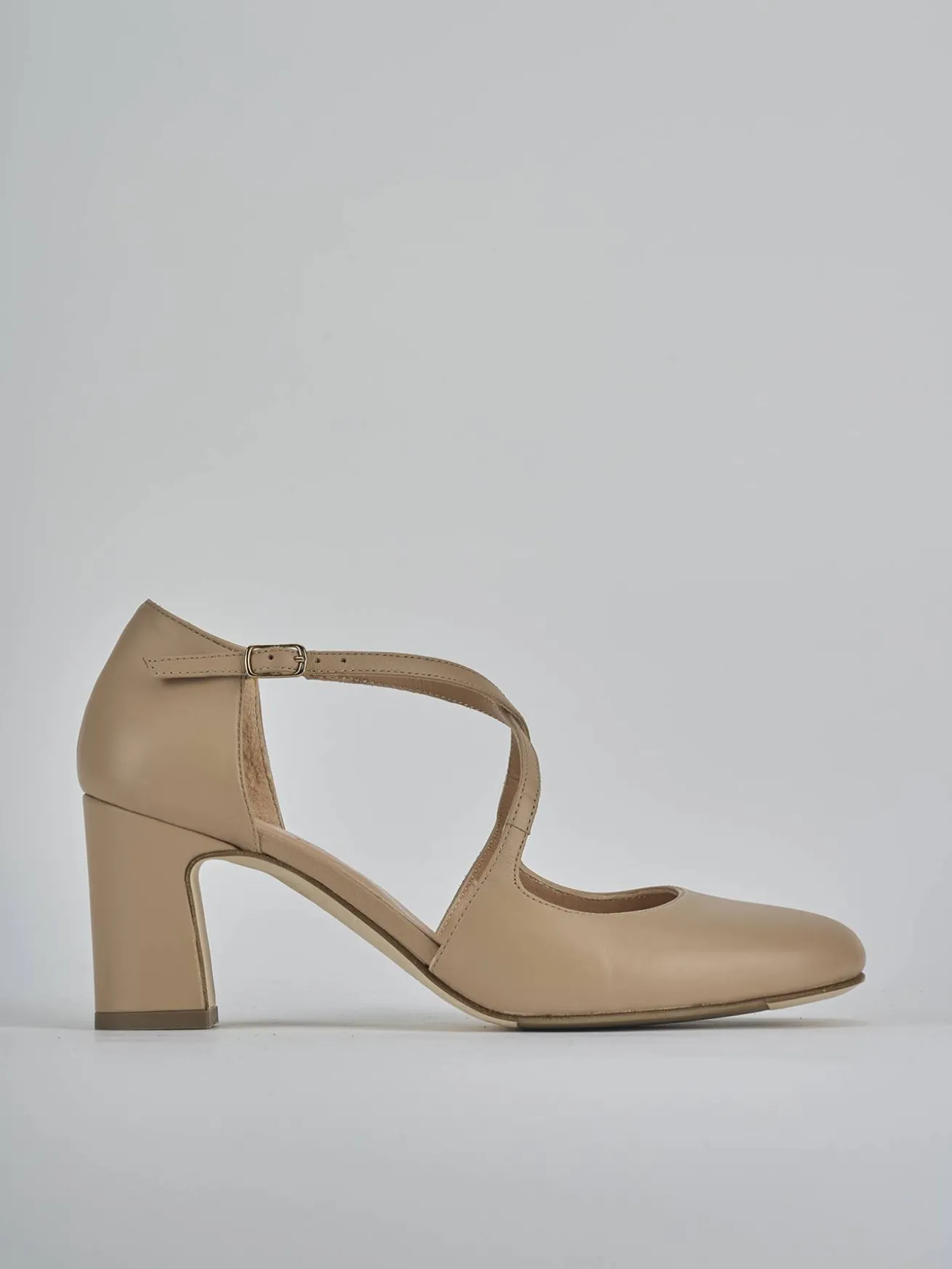 Décolleté tacco 7cm pelle marrone