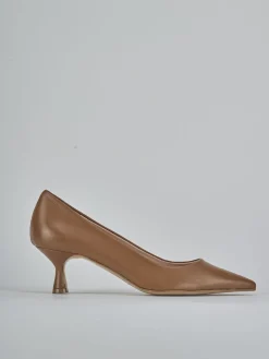 Décolleté tacco 5cm pelle marrone