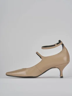 Décolleté tacco 5cm pelle marrone