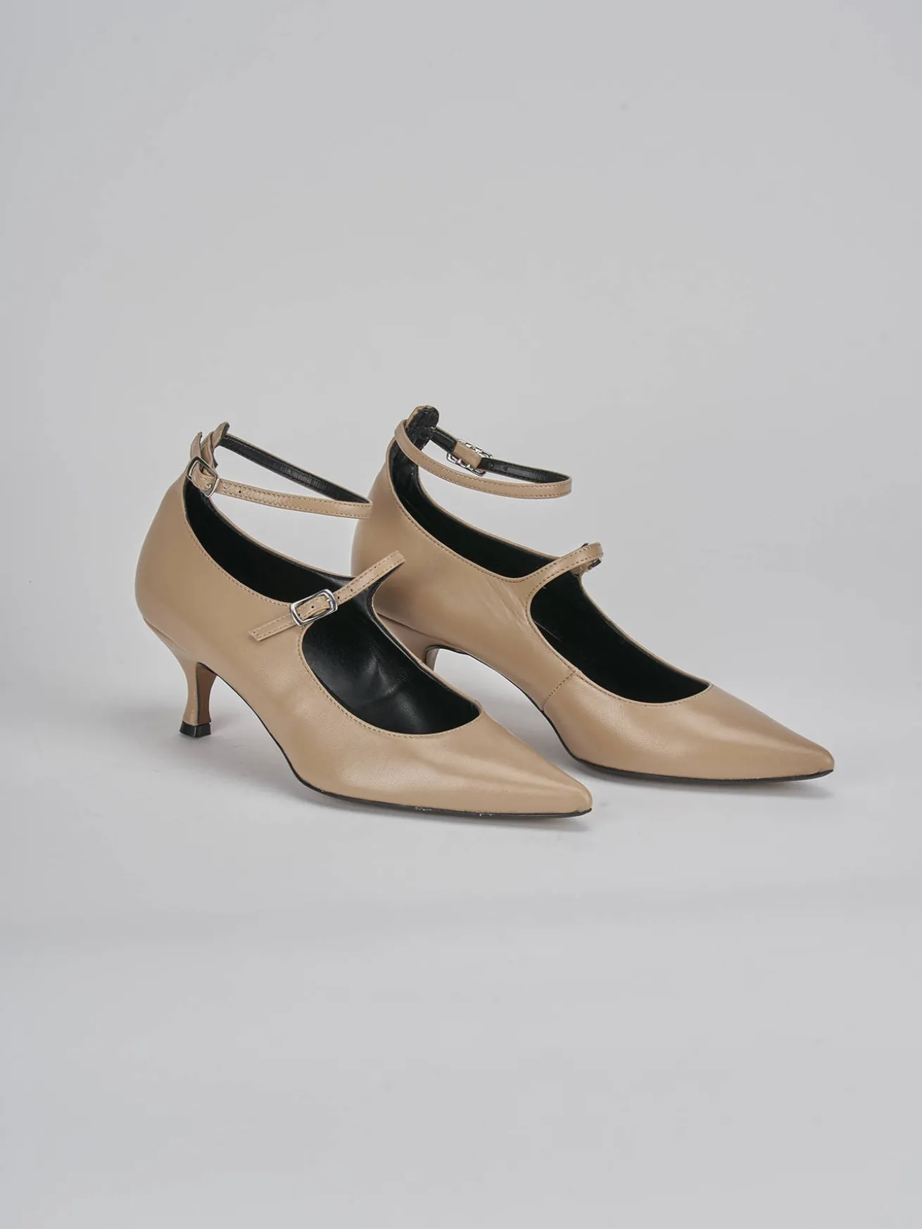 Décolleté tacco 5cm pelle marrone