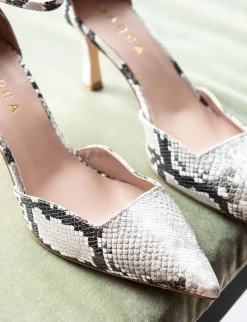 Décolleté tacco 8cm pitone beige