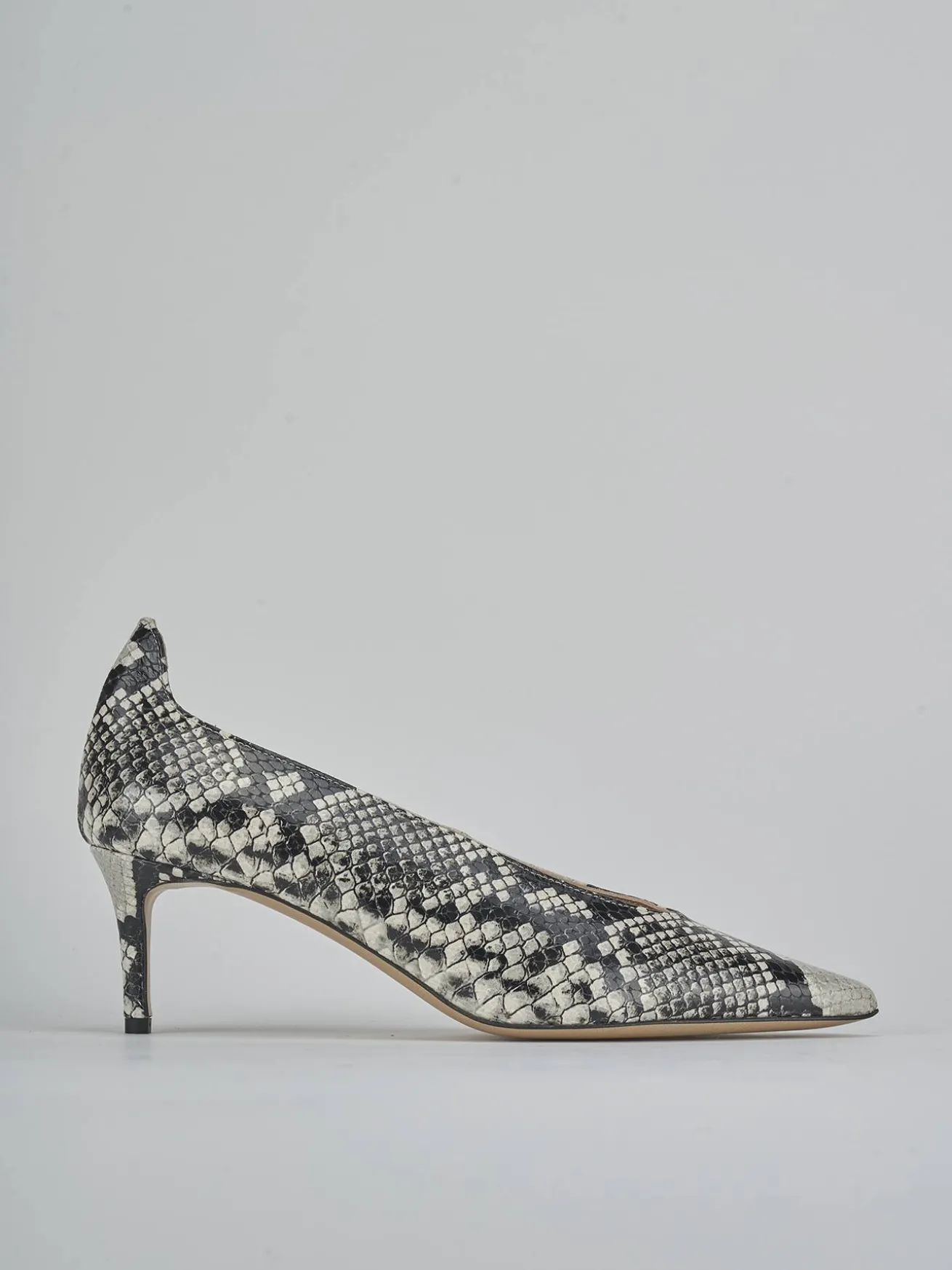 Décolleté tacco 5cm pitone beige