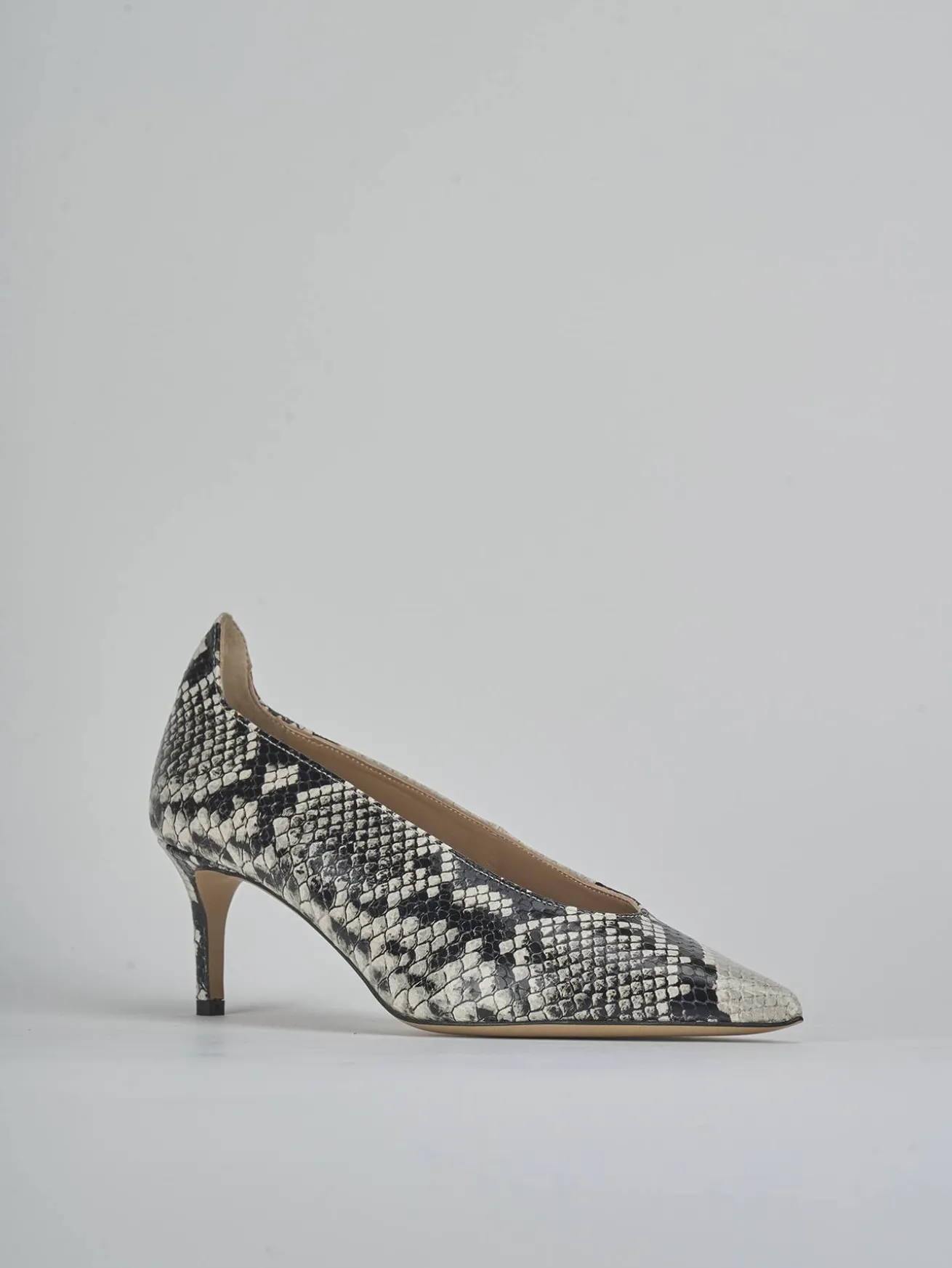 Décolleté tacco 5cm pitone beige