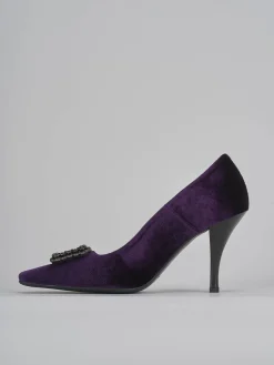 Décolleté tacco 9cm velluto viola