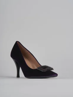 Décolleté tacco 9cm velluto viola