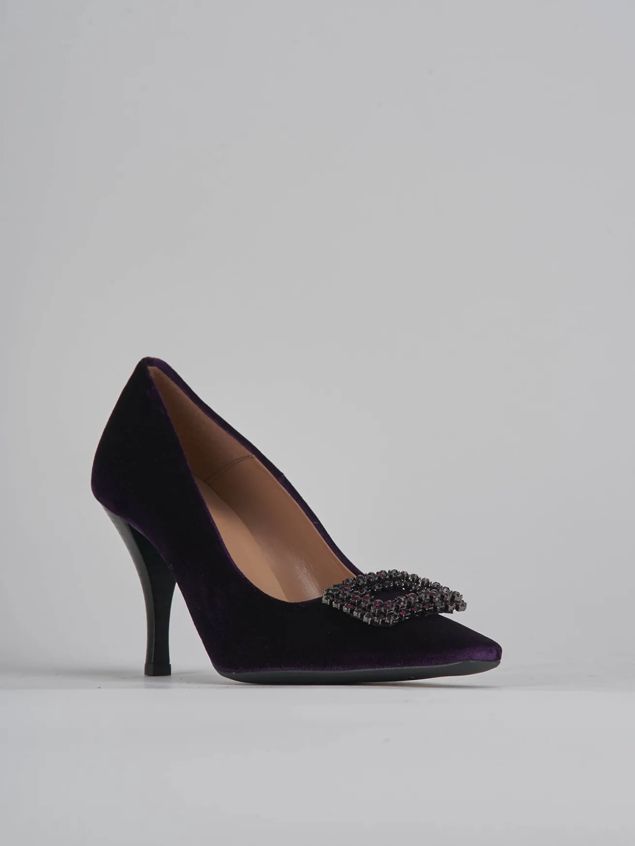 Décolleté tacco 9cm velluto viola