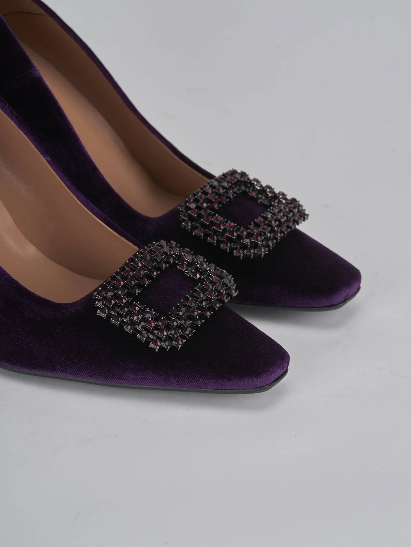 Décolleté tacco 9cm velluto viola