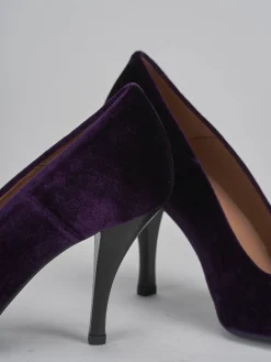 Décolleté tacco 9cm velluto viola