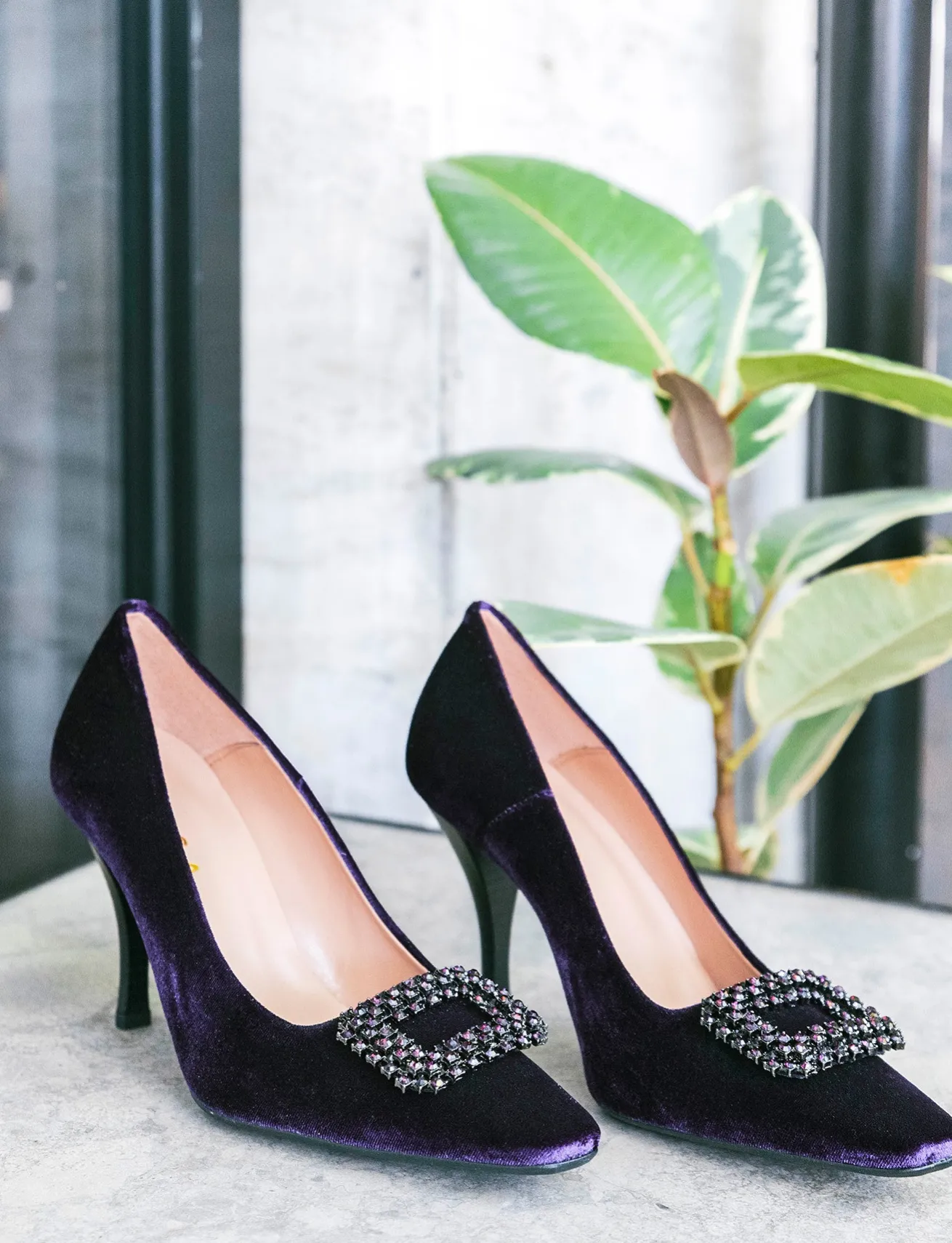 Décolleté tacco 9cm velluto viola