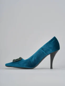 Décolleté tacco 9cm velluto blu