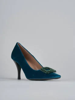 Décolleté tacco 9cm velluto blu