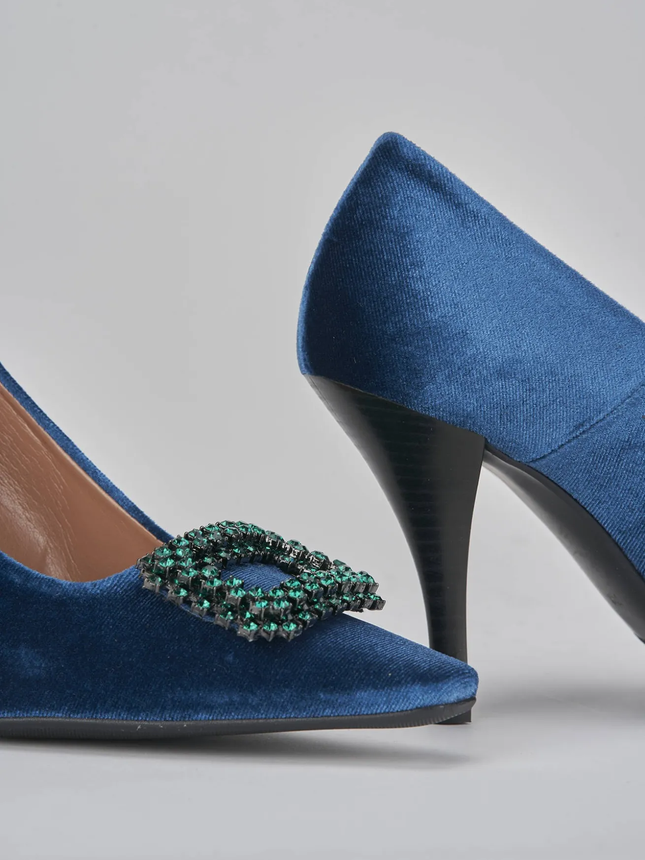 Décolleté tacco 9cm velluto blu