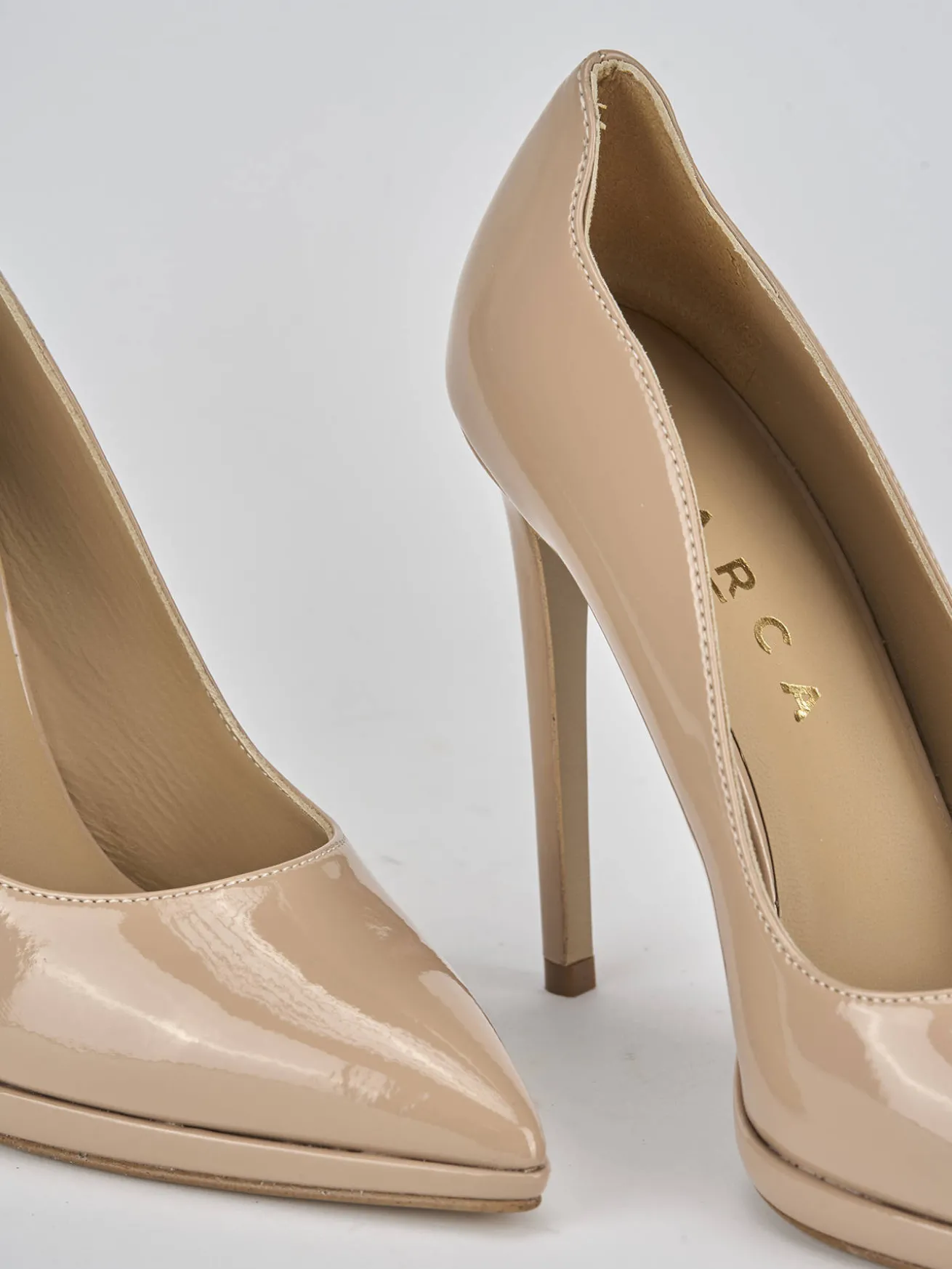 Décolleté tacco 11cm vernice beige