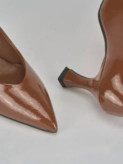 Décolleté tacco 7cm vernice marrone